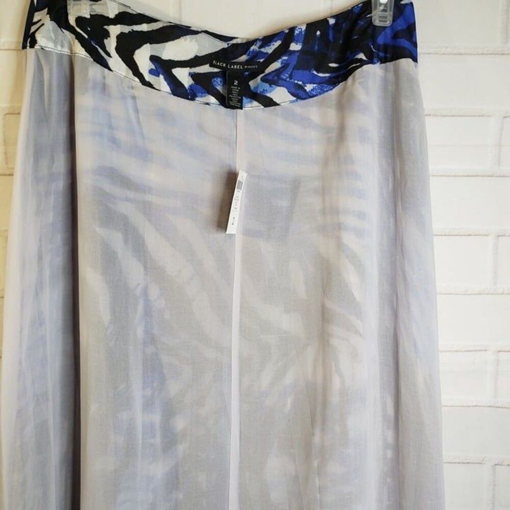 Tropical NEW Chicos Black Label Blue Pleated Maxi Skirt womens 2 M Long - Picture 7 of 9
